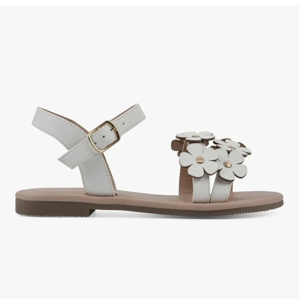 White Mountain Floral White Sandal girls sz 5